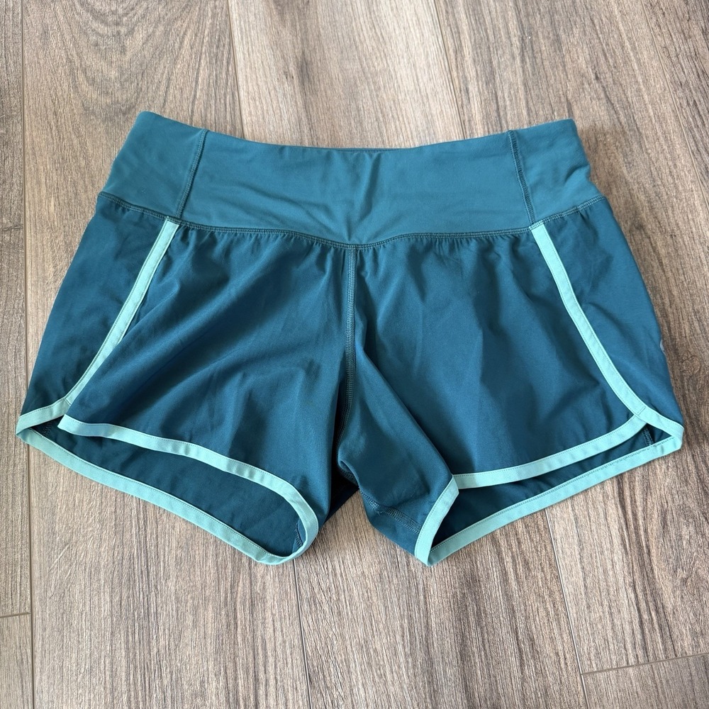 Lululemon Women's Run Times Short II - 4" Royal Emerald/Aqua Mint Sz 4 LW7AOK
